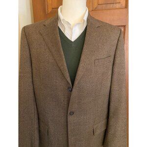 Calvin Klein 100% Lambswool Sport Coat Mens 44L Brown Three-Button Blazer Jacket